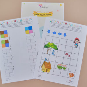 Phiếu bài tập (Worksheet) Khám phá về hướng | Toán Học cho bé độ tuổi 4-7 | Download PDF | tô màu