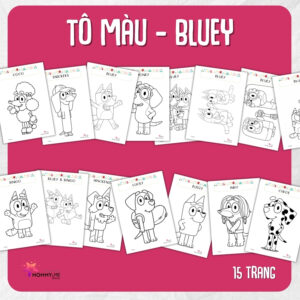 Tải về (FILE MỀM) Phiếu bài tập (Worksheet) Tô màu - Bluey | Sáng tạo nghệ thuật cho bé độ tuổi 2-6 | Download PDF | tô màu
