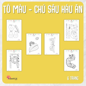 Tải về (FILE MỀM) Phiếu bài tập (Worksheet) Tô màu - Chú sâu háu ăn (The very hungry catepillar) | Sáng tạo nghệ thuật cho bé độ tuổi 2-6 | Download PDF | tô màu
