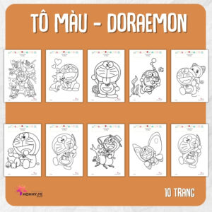 Tải về (FILE MỀM) Phiếu bài tập (Worksheet) Tô màu - Doraemon | Sáng tạo nghệ thuật cho bé độ tuổi 2-6 | Download PDF | tô màu