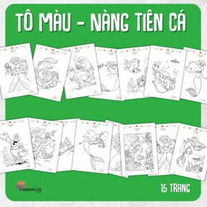 Tải về (FILE MỀM) Phiếu bài tập (Worksheet) Tô màu - Nàng tiên cá (The Little Mermaid) | Sáng tạo nghệ thuật cho bé độ tuổi 2-6 | Download PDF | tô màu