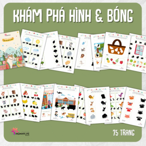 Tải về (FILE MỀM) Phiếu bài tập (Worksheet) Khám phá hình với bóng | Logic & Nhận thức cho bé độ tuổi 3-6 | Download PDF | tô màu