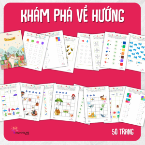 Phiếu bài tập (Worksheet) Khám phá về hướng | Toán Học cho bé độ tuổi 4-7 | Download PDF | tô màu