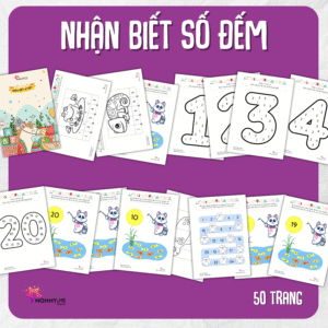 Tải về (FILE MỀM) Phiếu bài tập (Worksheet) Nhận biết số đếm | Toán Học cho bé độ tuổi 3-6 | Download PDF | tô màu
