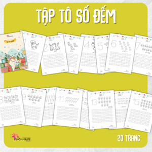 Tải về (FILE MỀM) Phiếu bài tập (Worksheet) Tập tô số đếm | Toán Học cho bé độ tuổi 4-6 | Download PDF | tô màu