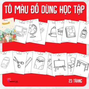 Tải về MIỄN PHÍ (FILE MỀM) Phiếu bài tập (Worksheet) Tô màu - Đồ Dùng Học Tập | Sáng tạo nghệ thuật cho bé độ tuổi 2-6 | Download PDF | tô màu