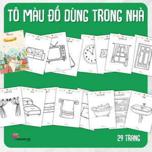 Tải về MIỄN PHÍ (FILE MỀM) Phiếu bài tập (Worksheet) Tô màu - Đồ dùng trong nhà | Sáng tạo nghệ thuật cho bé độ tuổi 2-6 | Download PDF | tô màu