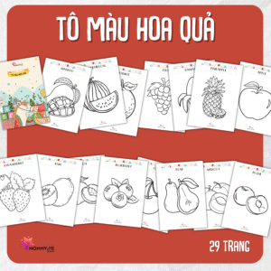 Tải về MIỄN PHÍ (FILE MỀM) Phiếu bài tập (Worksheet) Tô màu - Hoa quả | Sáng tạo nghệ thuật cho bé độ tuổi 2-6 | Download PDF | tô màu