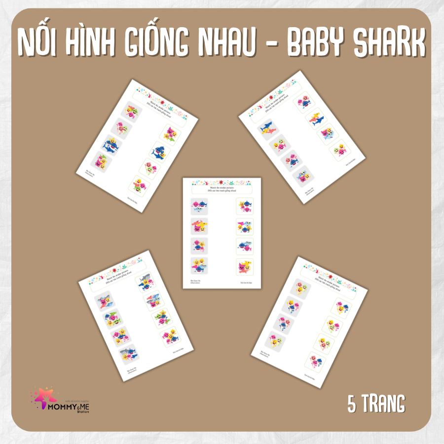 Tải về (FILE MỀM) Phiếu bài tập (Worksheet) Baby Shark – Nối hình giống nhau | Logic & Nhận thức cho bé độ tuổi 3-6 | Download PDF | tô màu Tải về (FILE MỀM) Phiếu bài tập (Worksheet) Baby Shark – Nối hình giống nhau | Logic & Nhận thức cho bé độ tuổi 3-6 | Download PDF | tô màu