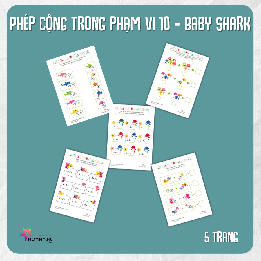 Tải về (FILE MỀM) Phiếu bài tập (Worksheet) Baby Shark – Phép cộng trong phạm vi 10 | Toán Học cho bé độ tuổi 4-7 | Download PDF | tô màu Tải về (FILE MỀM) Phiếu bài tập (Worksheet) Baby Shark – Phép cộng trong phạm vi 10 | Toán Học cho bé độ tuổi 4-7 | Download PDF | tô màu
