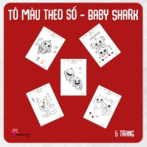 Tải về (FILE MỀM) Phiếu bài tập (Worksheet) Baby Shark – Tô màu theo số | Sáng tạo nghệ thuật cho bé độ tuổi 3-6 | Download PDF | tô màu