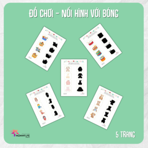 Tải về (FILE MỀM) Phiếu bài tập (Worksheet) Đồ Chơi – Nối hình với bóng | Logic & Nhận thức cho bé độ tuổi 3-6 | Download PDF | tô màu