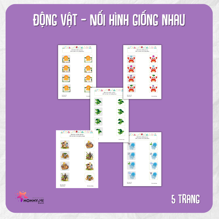 Tải về (FILE MỀM) Phiếu bài tập (Worksheet) Động vật – Nối hình giống nhau | Logic & Nhận thức cho bé độ tuổi 3-6 | Download PDF | tô màu Tải về (FILE MỀM) Phiếu bài tập (Worksheet) Động vật – Nối hình giống nhau | Logic & Nhận thức cho bé độ tuổi 3-6 | Download PDF | tô màu