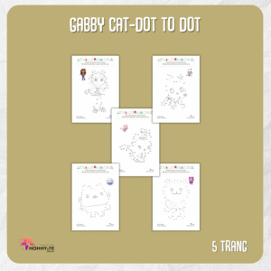 Tải về (FILE MỀM) Phiếu bài tập (Worksheet) Gabby Cat – Dot to Dot | Sáng tạo nghệ thuật cho bé độ tuổi 3-6 | Download PDF | tô màu