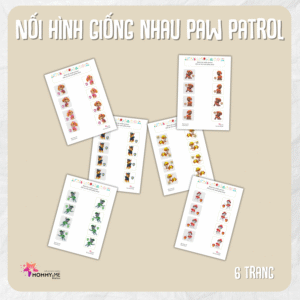 Tải về (FILE MỀM) Phiếu bài tập (Worksheet) Paw Patrol – Nối hình giống nhau | Logic & Nhận thức cho bé độ tuổi 3-6 | Download PDF | tô màu