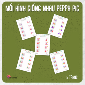 Tải về (FILE MỀM) Phiếu bài tập (Worksheet) Peppa Pig – Nối hình giống nhau  | Logic & Nhận thức cho bé độ tuổi 3-6 | Download PDF | tô màu