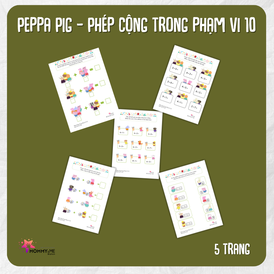 Tải về (FILE MỀM) Phiếu bài tập (Worksheet) Peppa Pig – Phép cộng trong phạm vi 10 | Logic & Nhận thức cho bé độ tuổi 4-7 | Download PDF | tô màu Tải về (FILE MỀM) Phiếu bài tập (Worksheet) Peppa Pig – Phép cộng trong phạm vi 10 | Logic & Nhận thức cho bé độ tuổi 4-7 | Download PDF | tô màu