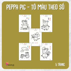 Tải về (FILE MỀM) Phiếu bài tập (Worksheet) Peppa Pig – Tô màu theo số | Toán Học cho bé độ tuổi 4-7 | Download PDF | tô màu